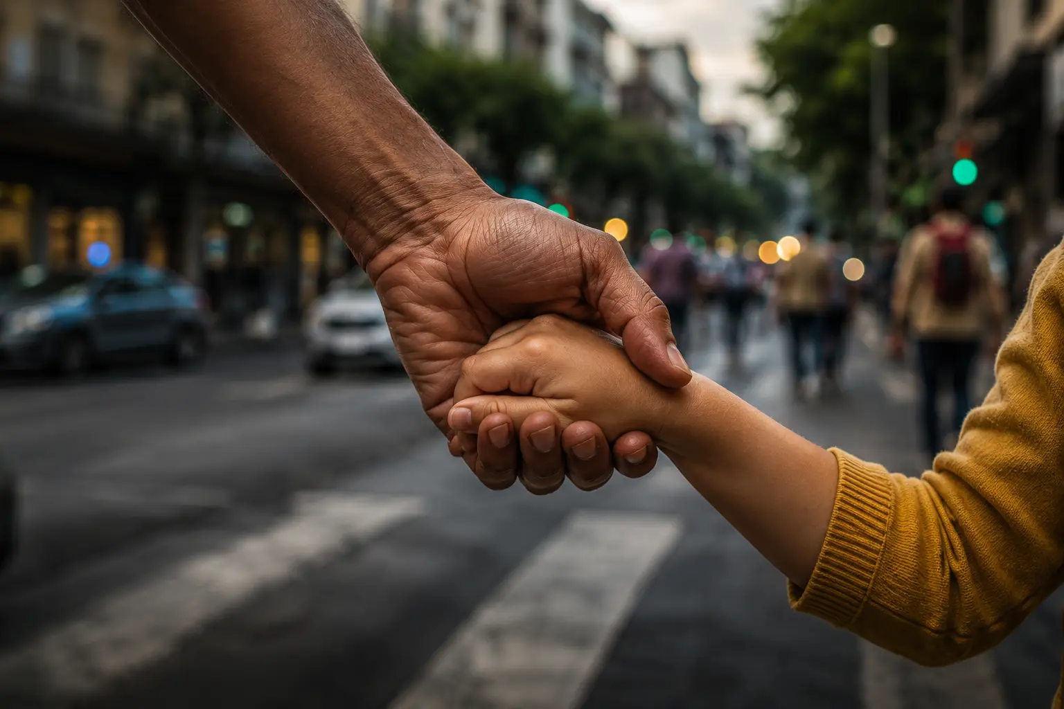 Criança acolhida por profissional de proteção social